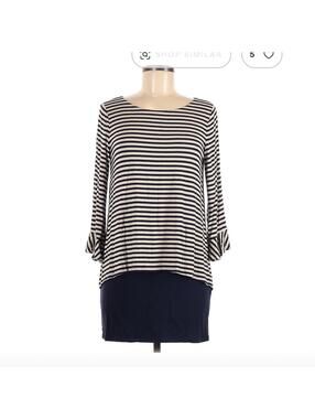 White House Black Market Striped 3/4 Sleeve Top Size M